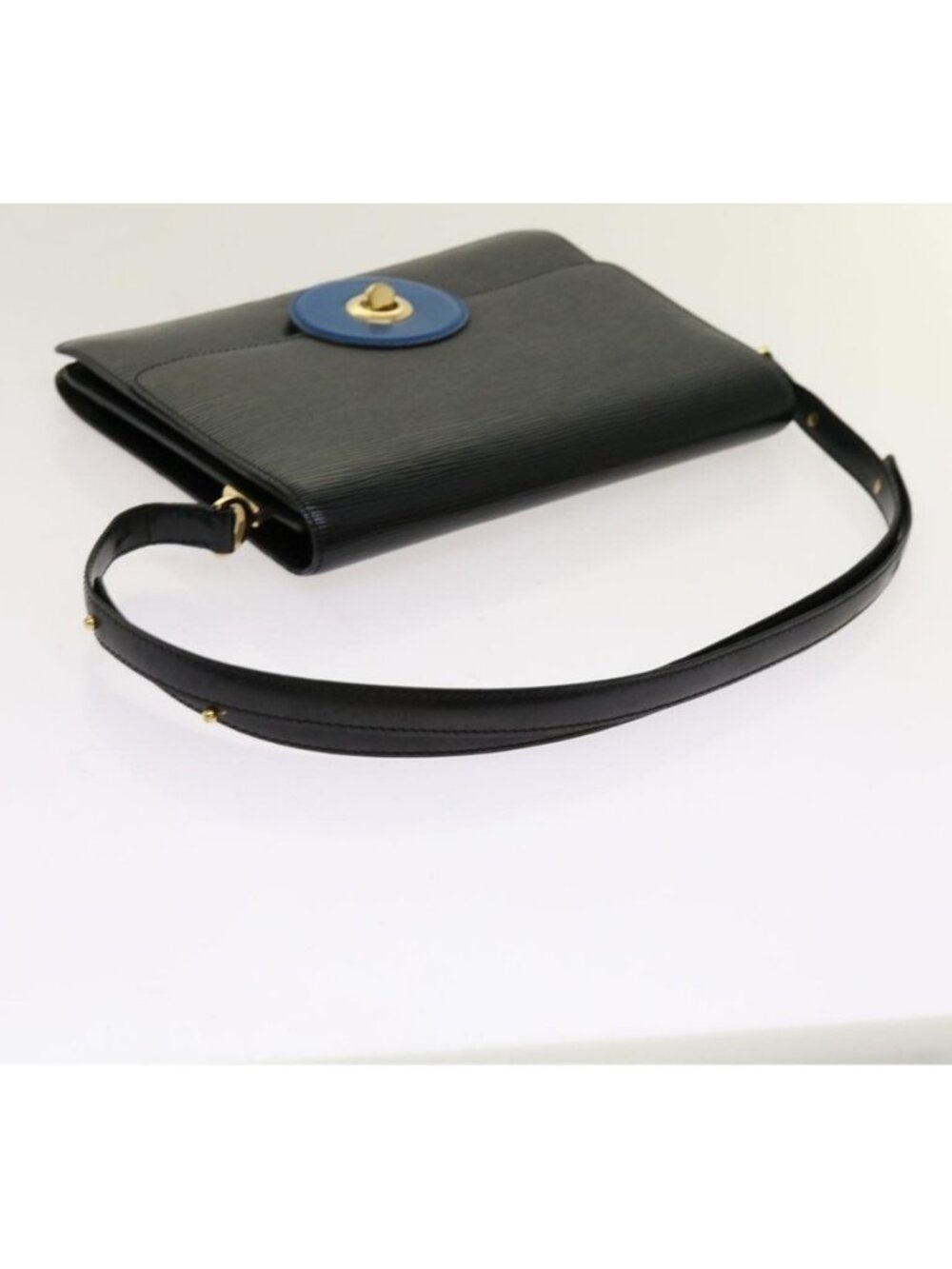 Authentic LOUIS VUITTON Epi Bicolor Free Run Shoulder Bag Black Blue M52415 LV - Picture 10 of 16